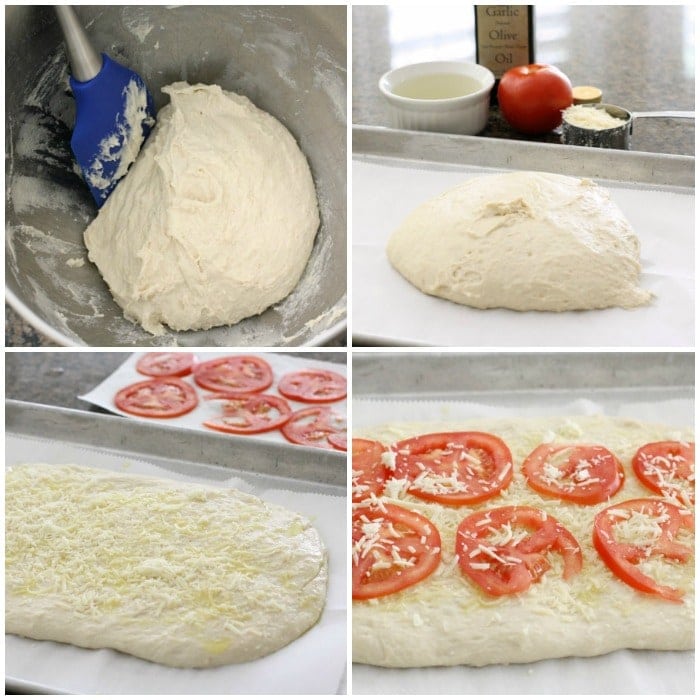 Tomato Parmesan Flatbread recipe made from scratch and topped with fresh tomato, basil and Parmesan cheese. A soft & flavorful bread to go alongside dinner. 