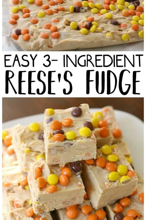 Simple & easy 3 ingredient Reese's Fudge recipe that's made in minutes! Smooth, creamy texture & peanut butter flavor throughout this tasty treat.