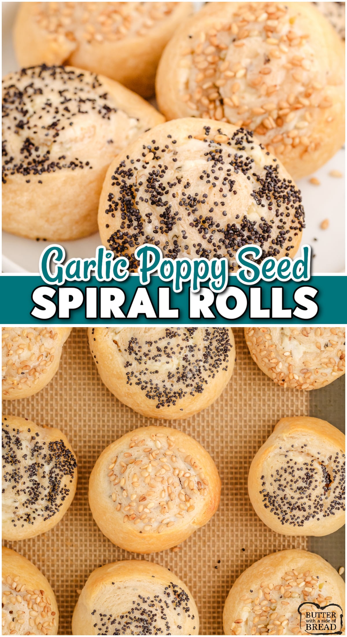 Garlic poppy seed spirals are a tasty cream cheese crescent roll appetizer that's perfect for any occasion!