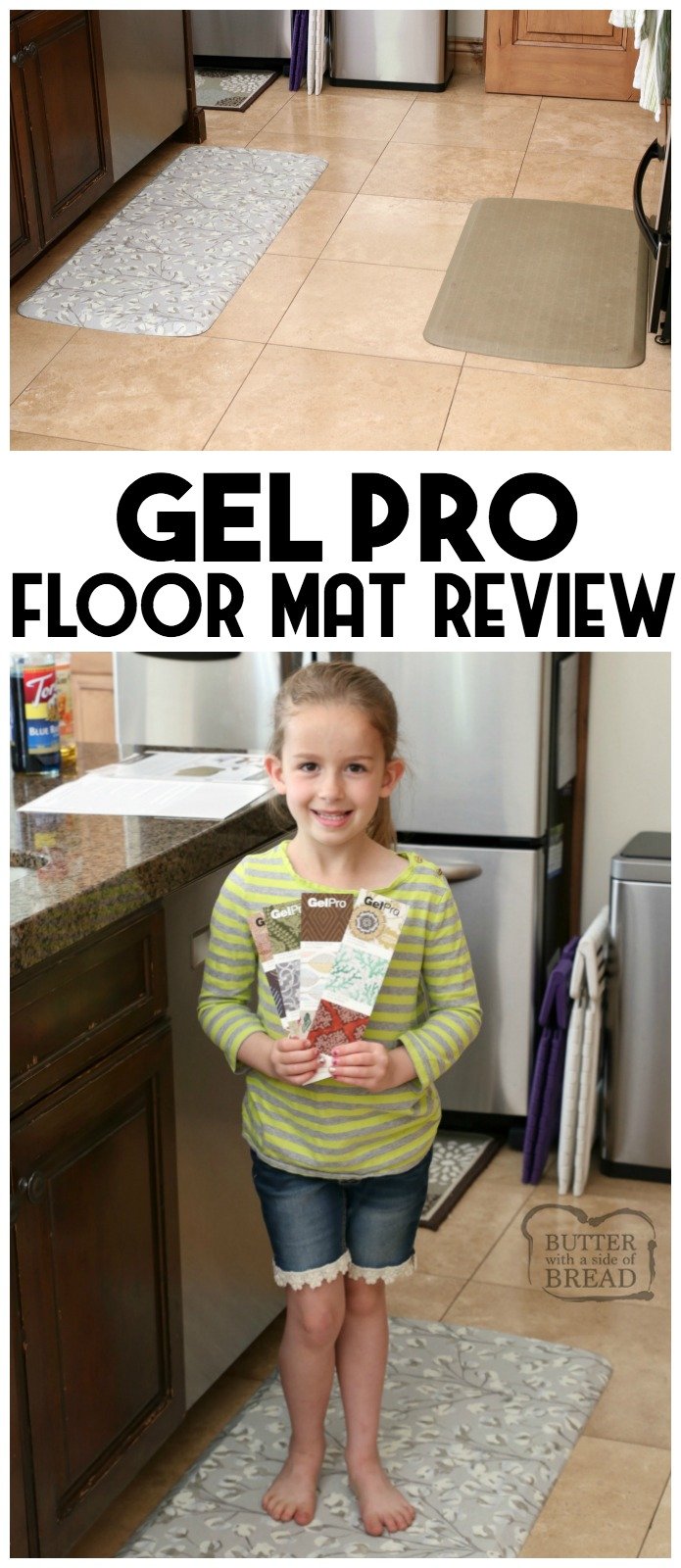 Honest GelPro Elite Floor Mat review, from a busy mom of 5. Why GelPro floor mats are the only and last floor mats you'll ever buy! GelPro floor mats are insanely comfortable, stay-put, durable and so pretty! #GelPro #review #kitchen #floor #floormat