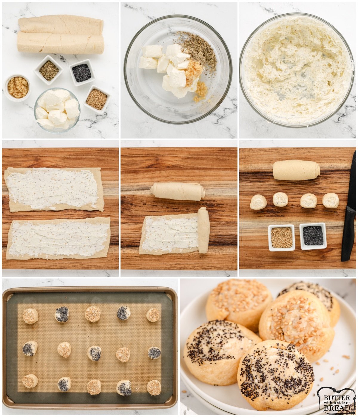 how to make garlic cream cheese crescent roll spirals