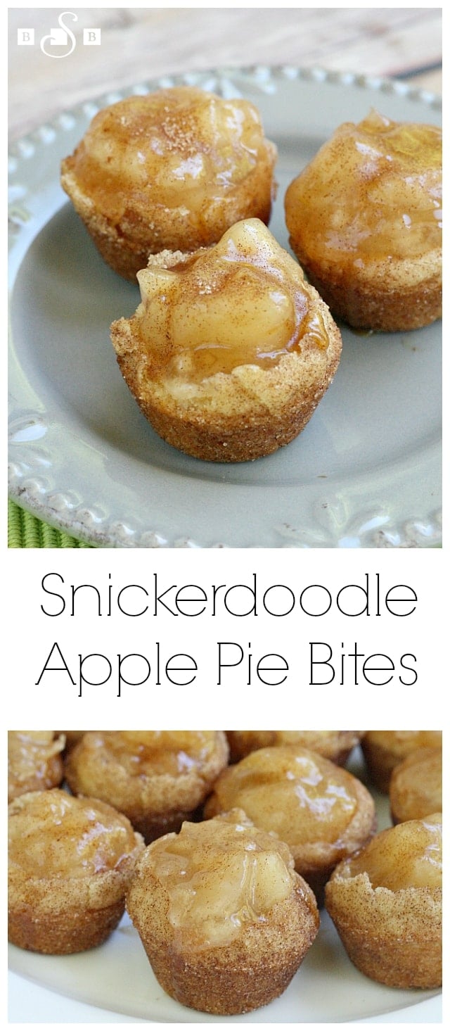 Snickerdoodle Apple Pie Bites are the perfect dessert to take to all of those holiday parties! With the snickerdoodle cookie mix they are SO easy to make!