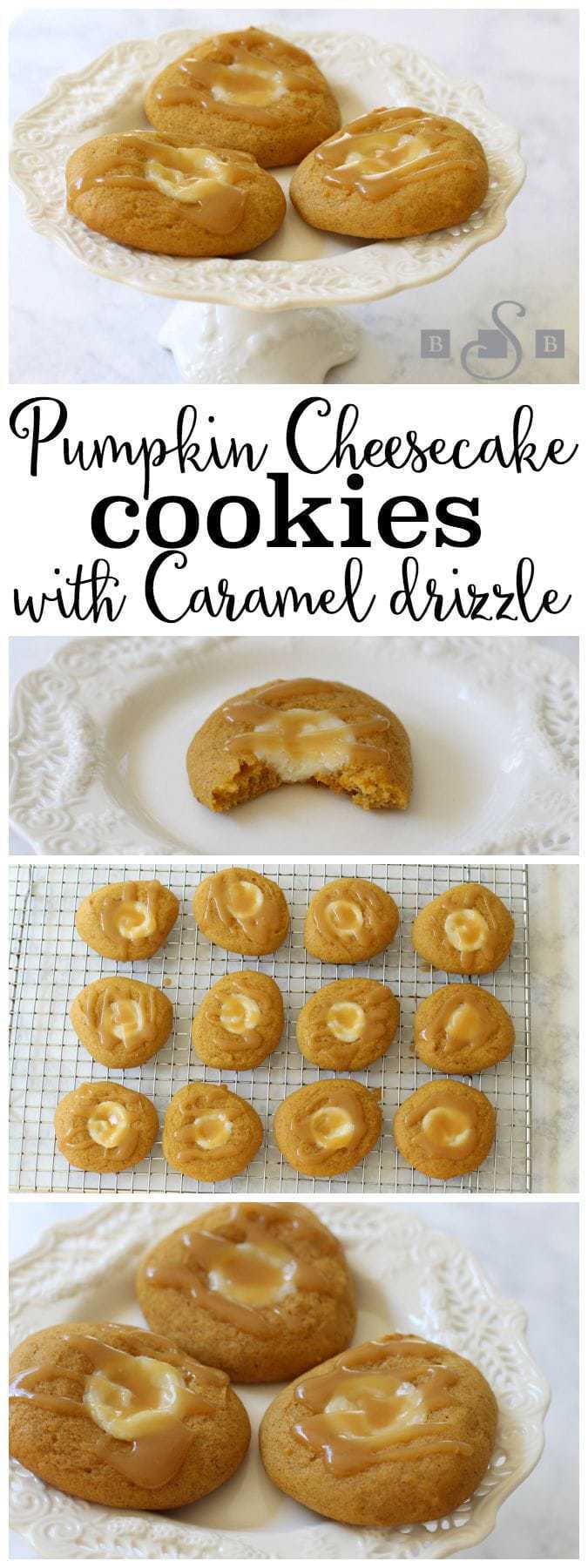 Pumpkin Cheesecake Cookies with Caramel are a lovely combination of pumpkin flavor, creamy cheesecake filling and a smooth caramel drizzle. These pumpkin cheesecake cookies are soft, pillowy and loaded with amazing flavor.