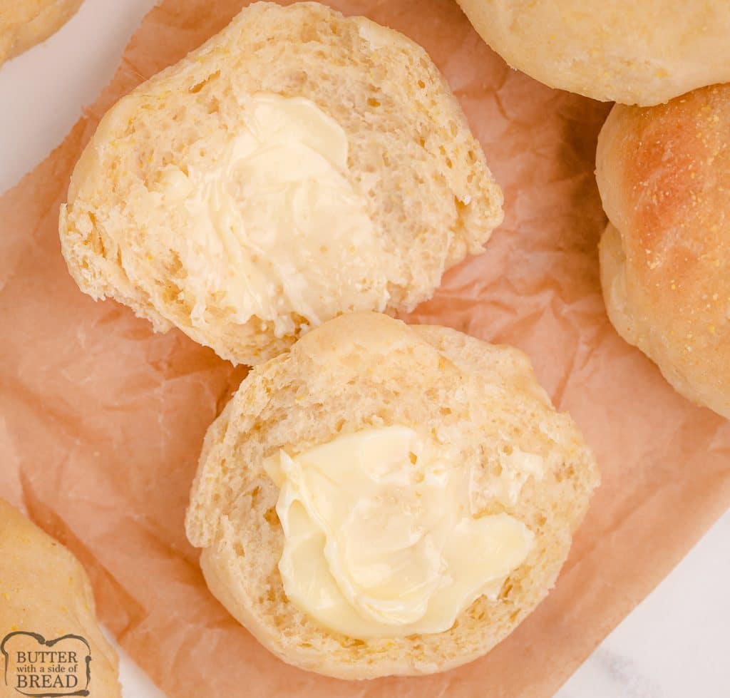 cornmeal rolls with butter