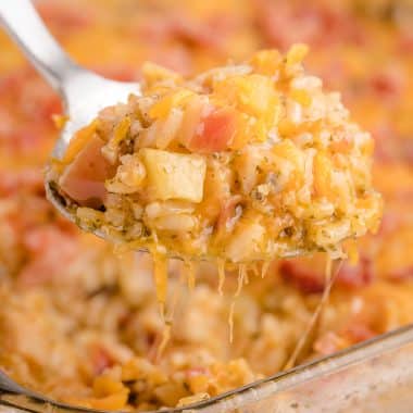 cheesy wild rice casserole with chicken and apples