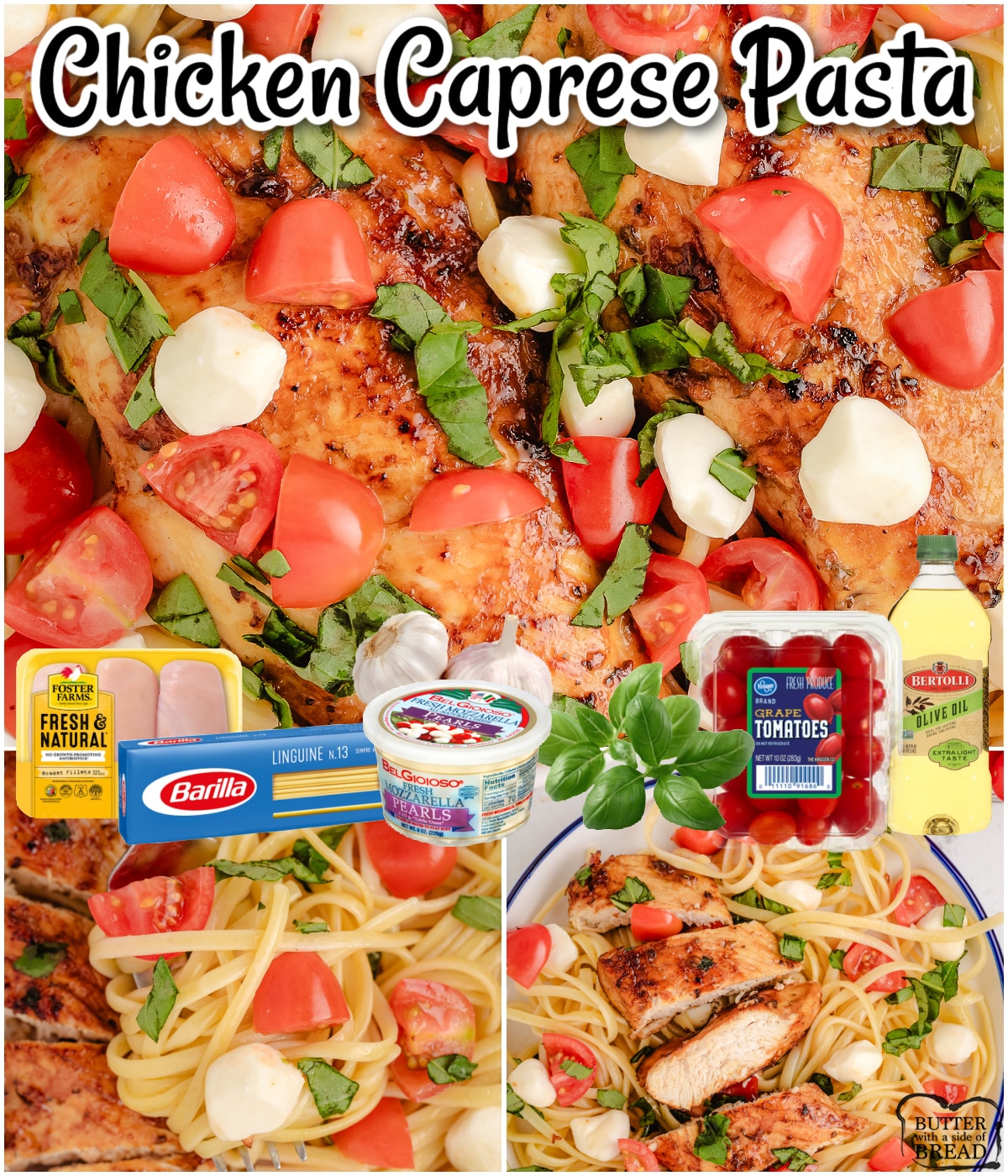 Chicken Caprese is a delicious Italian dish that combines tender chicken, fresh tomatoes, mozzarella cheese and basil. It's a perfect weeknight chicken dinner that's made in under an hour!