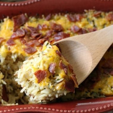 Cheesy Wild Rice Casserole with Chicken, Bacon, Apples & Cheddar - Butter With A Side of Bread