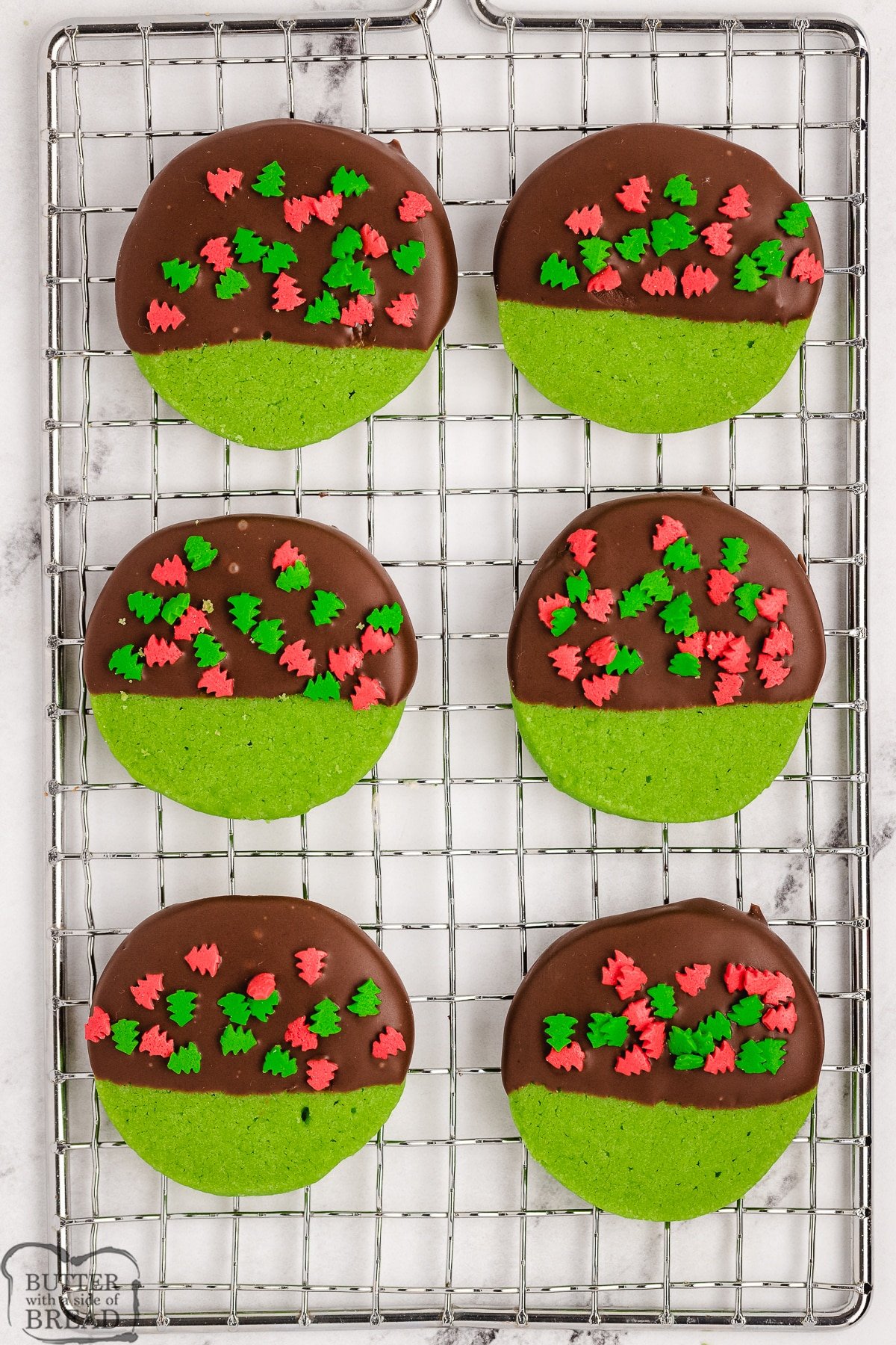 Christmas cookies on a cooling rack