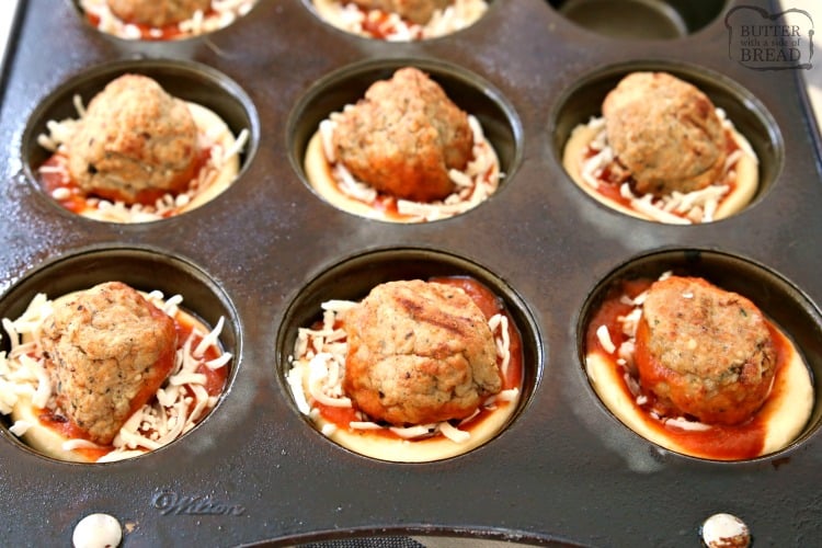 Cheesy Meatball Bites made with crescent dough, frozen meatballs, marinara sauce and lots of cheese! Easy meatball appetizer recipe perfect for parties & game day.