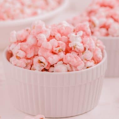 old fashioned pink popcorn in a bowl