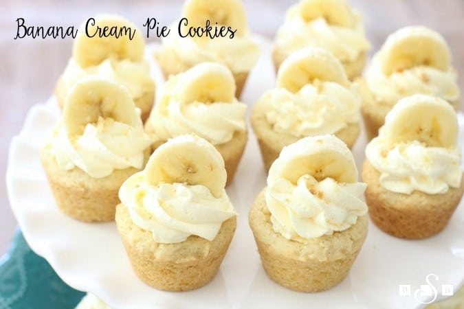 Banana Cream Pie Cookies are the perfect way to cheat and still enjoy the taste of Banana Cream Pie without having to deal with a pie crust!