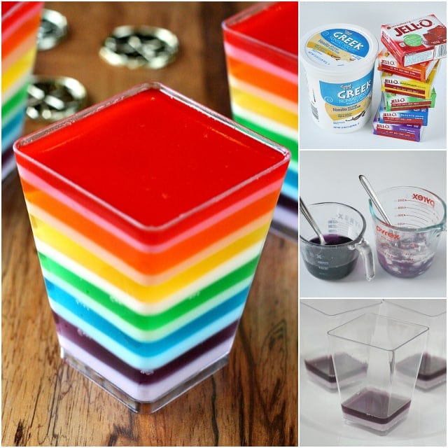 Rainbow Jello Parfaits are so festive and fun, especially for your kids on St. Patrick's Day! You only need two basic ingredients to make these...jello and yogurt!