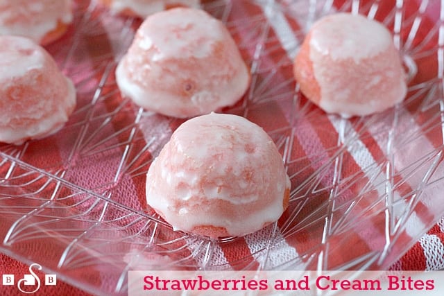 Strawberries and Cream Bites are easy to make because they begin with a cake mix and these tiny little treats are always a hit at parties!