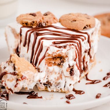 slice of chocolate chip cookie pie