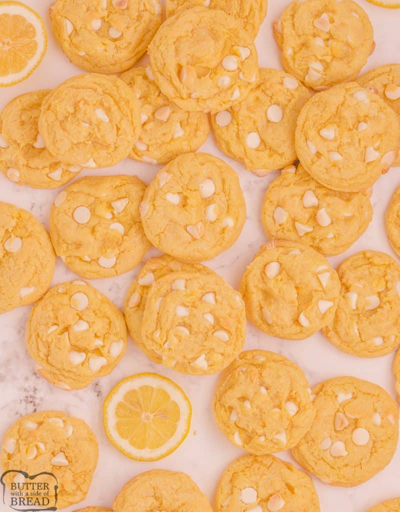 Lemon pudding cookies with white chocolate chips
