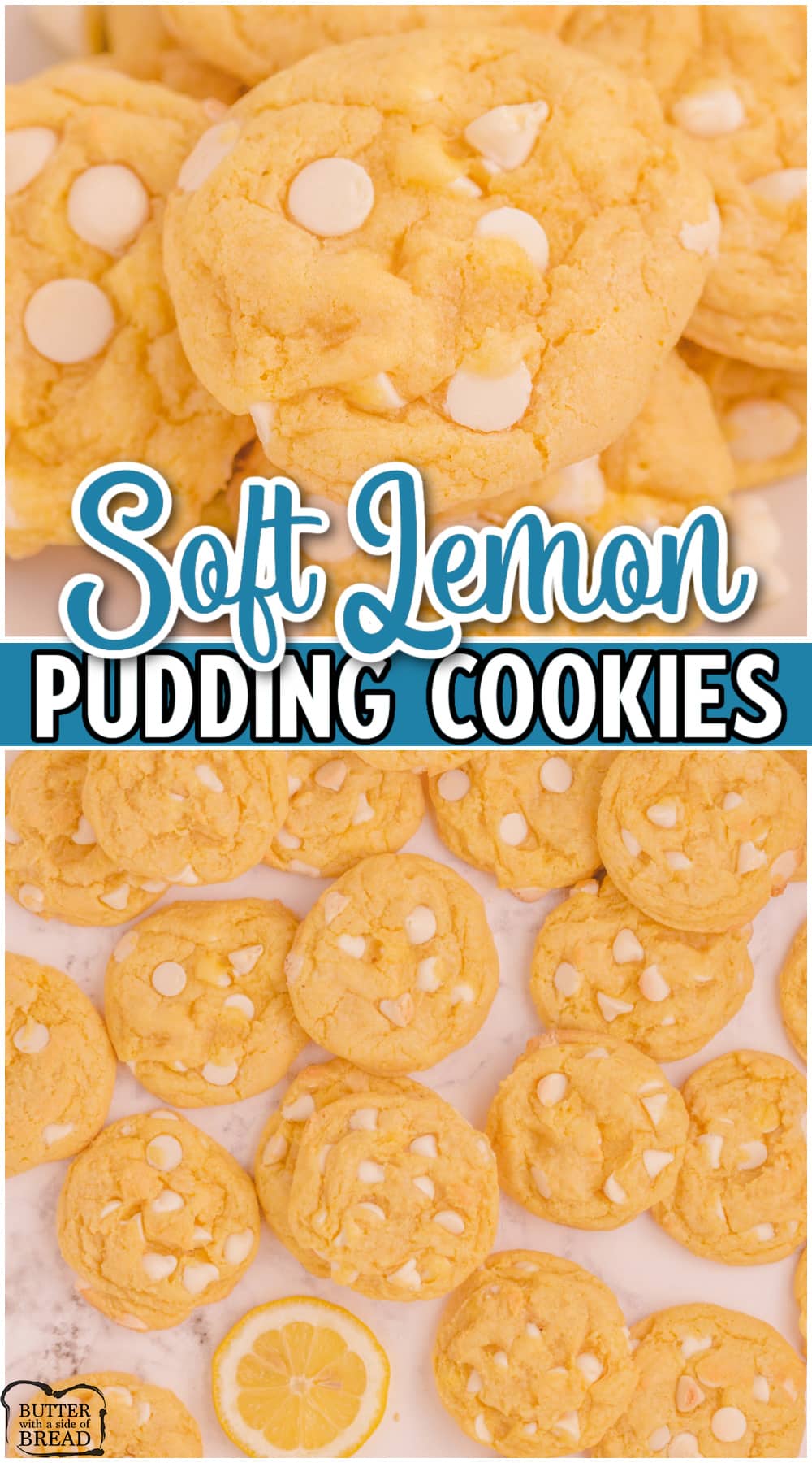 Lemon Pudding Cookies are soft, chewy, & perfectly sweet with delightful lemon flavor! Lemon pudding adds a nice twist of flavor & texture to these lemon cookies with white chocolate.