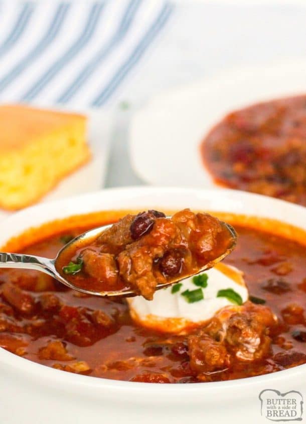 BOLD THREE-MEAT CROCKPOT CHILI - Butter with a Side of Bread
