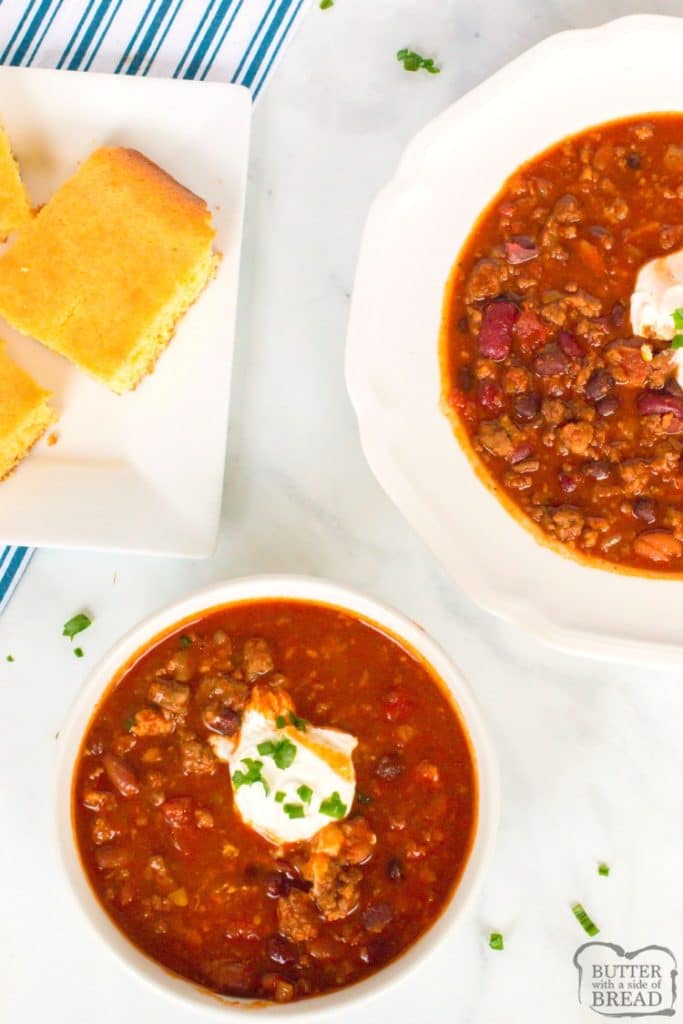 BOLD THREE-MEAT CROCKPOT CHILI - Butter with a Side of Bread