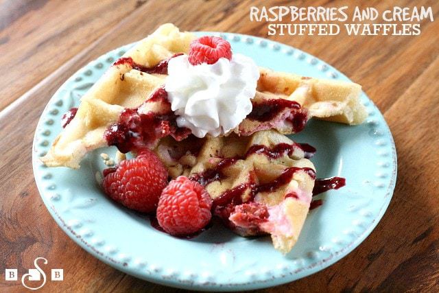 Raspberries and Cream Stuffed Waffles - Butter With a Side of Bread