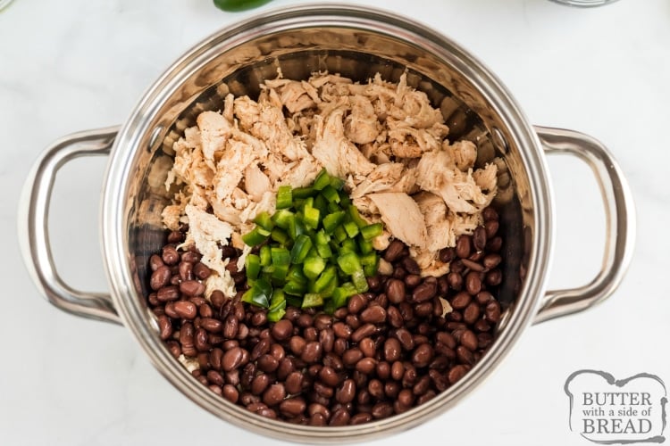 Black beans, chicken and jalapenos