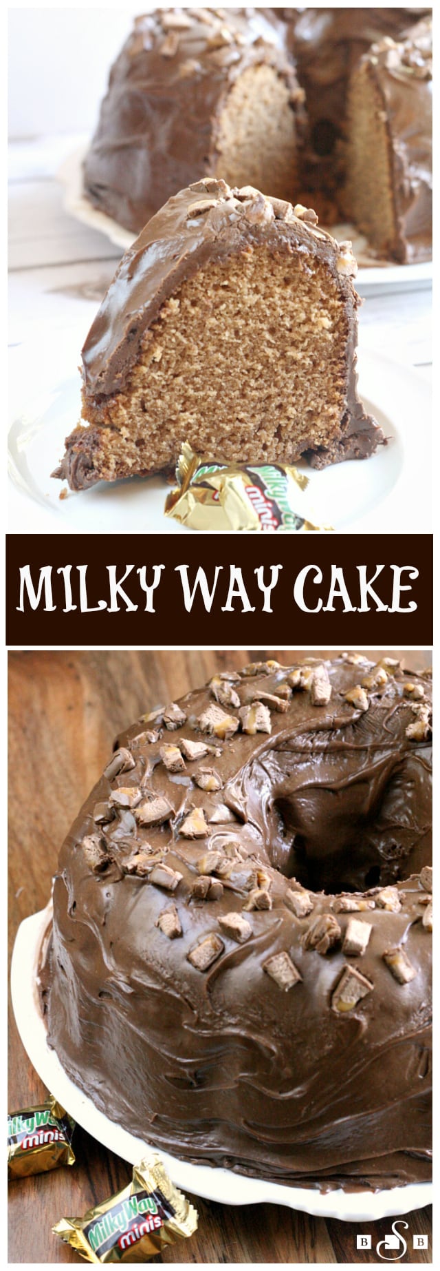 Milky Way Cake is a huge hit at our house, it is made with melted Milky Way candy bars and topped with a chocolate marshmallow ganache!