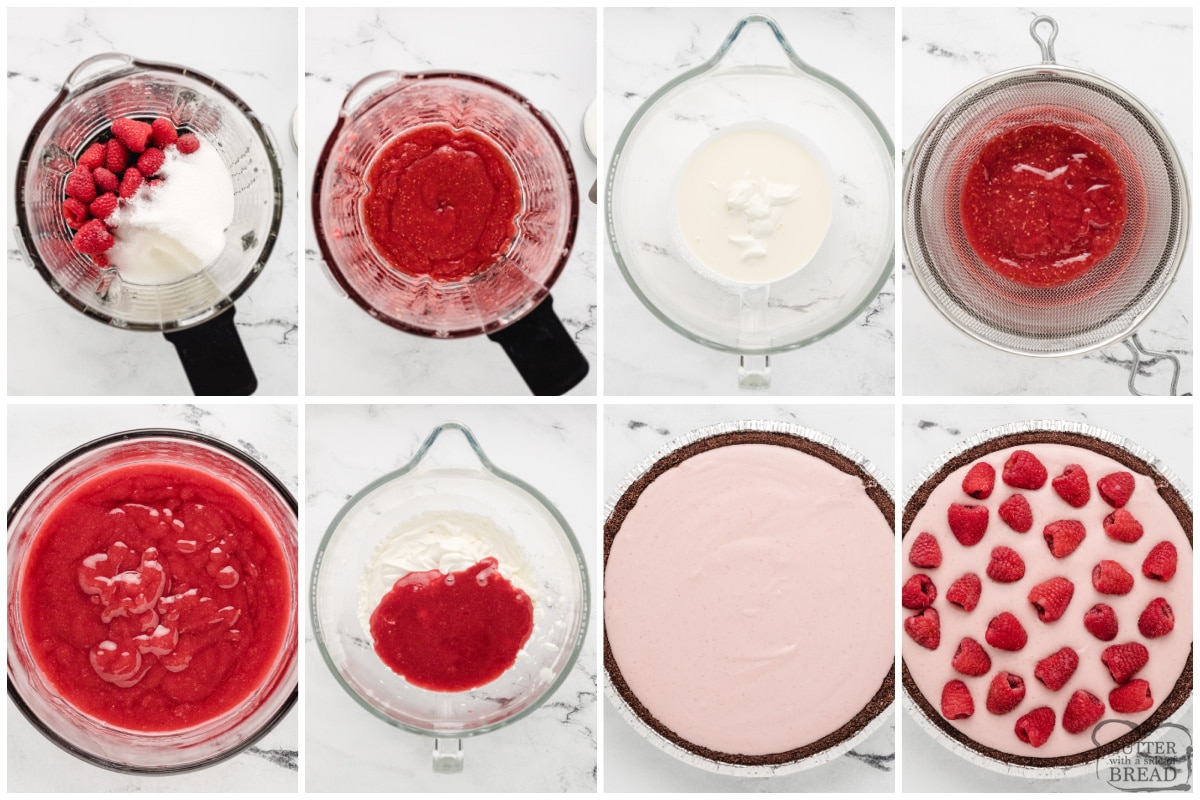 Step by step instructions on how to make frozen raspberry pie