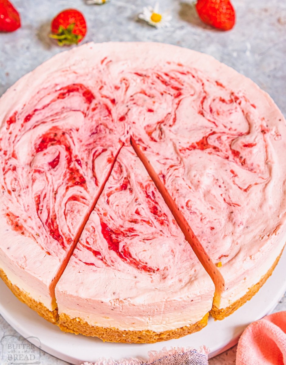 NO-BAKE STRAWBERRY CHEESECAKE - Butter with a Side of Bread