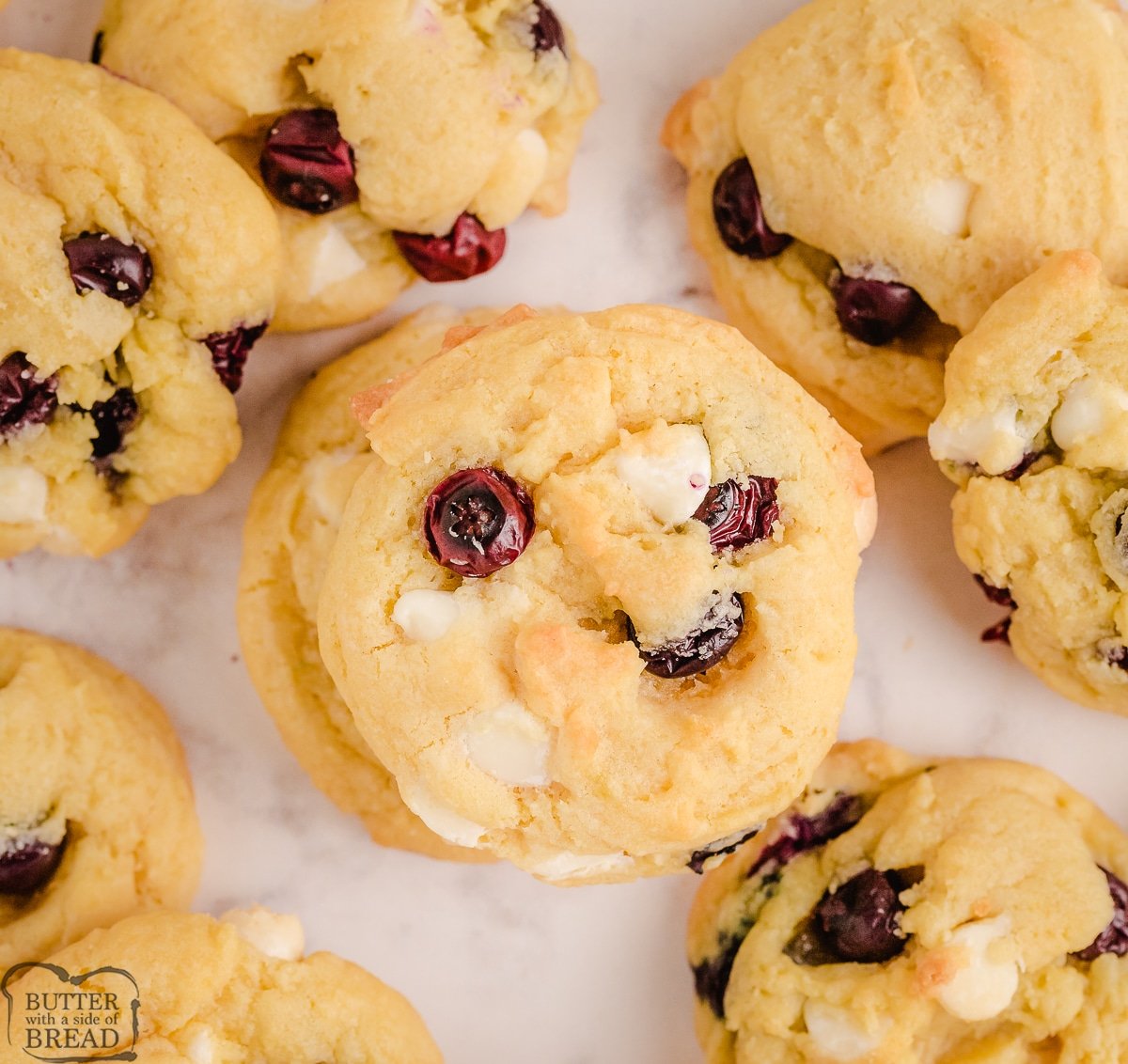 Blueberry Cream Cookies with white chocolate chips