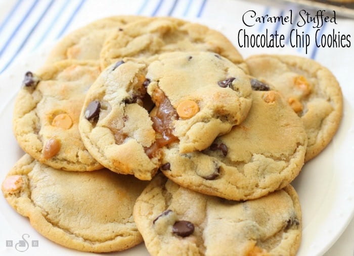 Caramel Stuffed Chocolate Chip Cookies are everything perfect about chocolate chip cookies, plus gooey caramel centers that make these cookies even more irresistible!