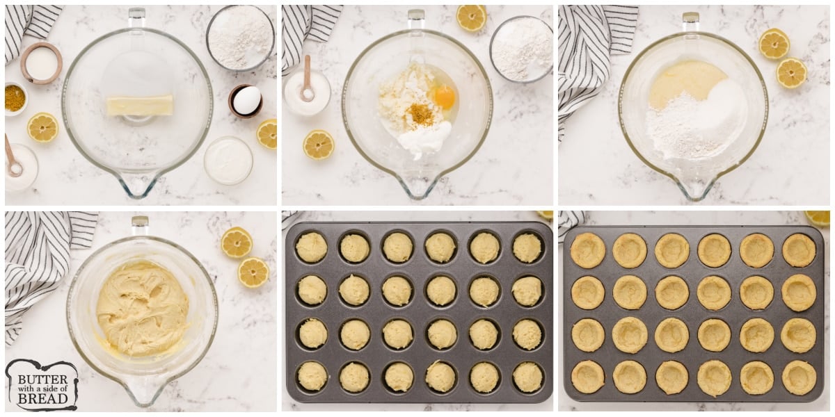 Step by step instructions on how to make lemon cookie cups