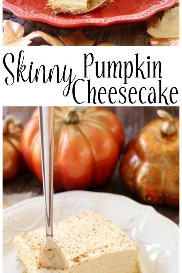 Skinny Pumpkin Cheesecake is a classic no-bake dessert that combines popular spiced Fall flavors with a creamy, light cheesecake filling. This no bake pumpkin cheesecake is a lighter version of the classic dessert that still delivers flavor and texture without all the added calories.