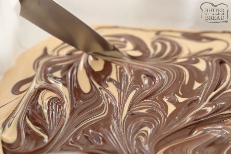 Tiger Butter made from 3 ingredients that are melted & swirled together in minutes. Gorgeous holiday candy recipe with rich & creamy peanut butter chocolate flavor.