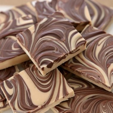 Tiger Butter made from 3 ingredients that are melted & swirled together in minutes. Gorgeous holiday candy recipe with rich & creamy peanut butter chocolate flavor.