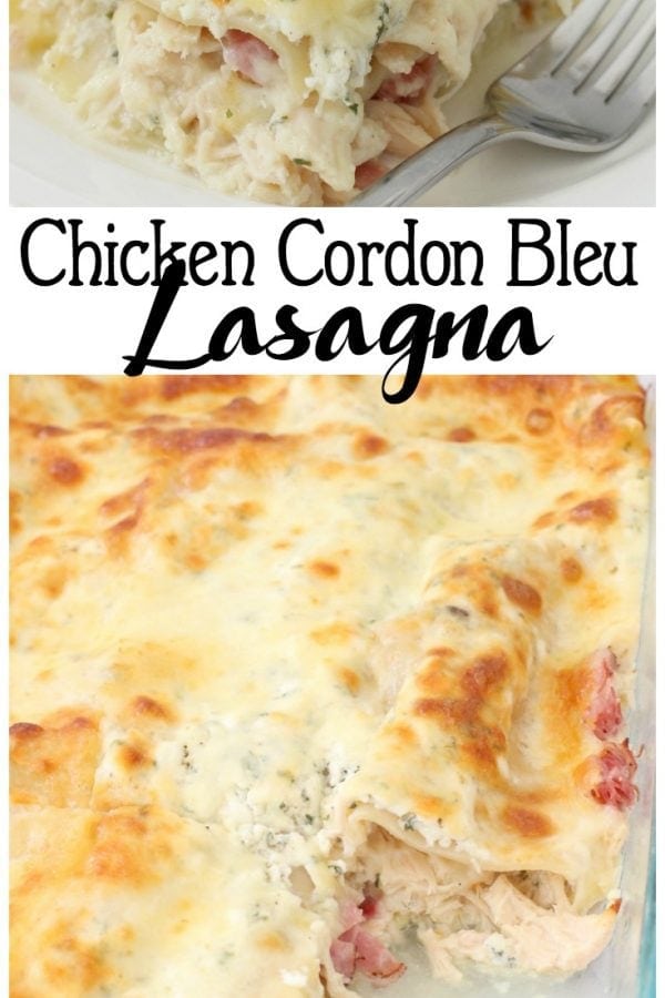 Chicken Cordon Bleu Lasagna made with juicy chicken & ham combined with noodles & four cheeses to make this creamy, flavorful lasagna recipe.