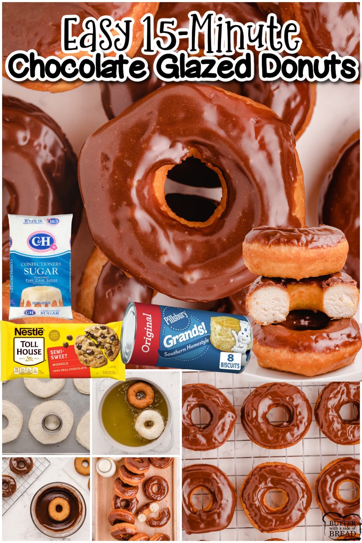 Chocolate Glazed Donuts made quick & easy with crescent dough & delicious buttery chocolate glaze. Better than store-bought; you'll make them again & again!