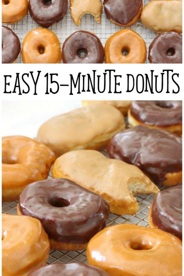 Easy 15-Minute Donuts is one basic donut glaze altered 3 ways results in these amazing 15-Minute Donut recipes. Maple Bars, Chocolate Glaze & Pumpkin Spice.