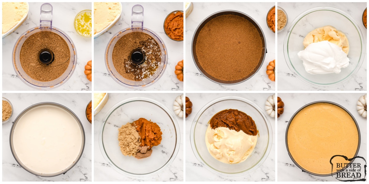 Step by step instructions on how to make Layered Pumpkin Ice Cream Dessert
