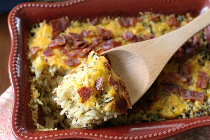 Cheesy Wild Rice Casserole with Chicken, Bacon, Apples & Cheddar - Butter With A Side of Bread