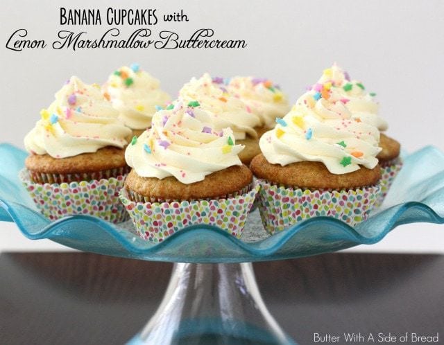 Banana Cupcakes with Lemon Marshmallow Buttercream from Butter With A Side of Bread