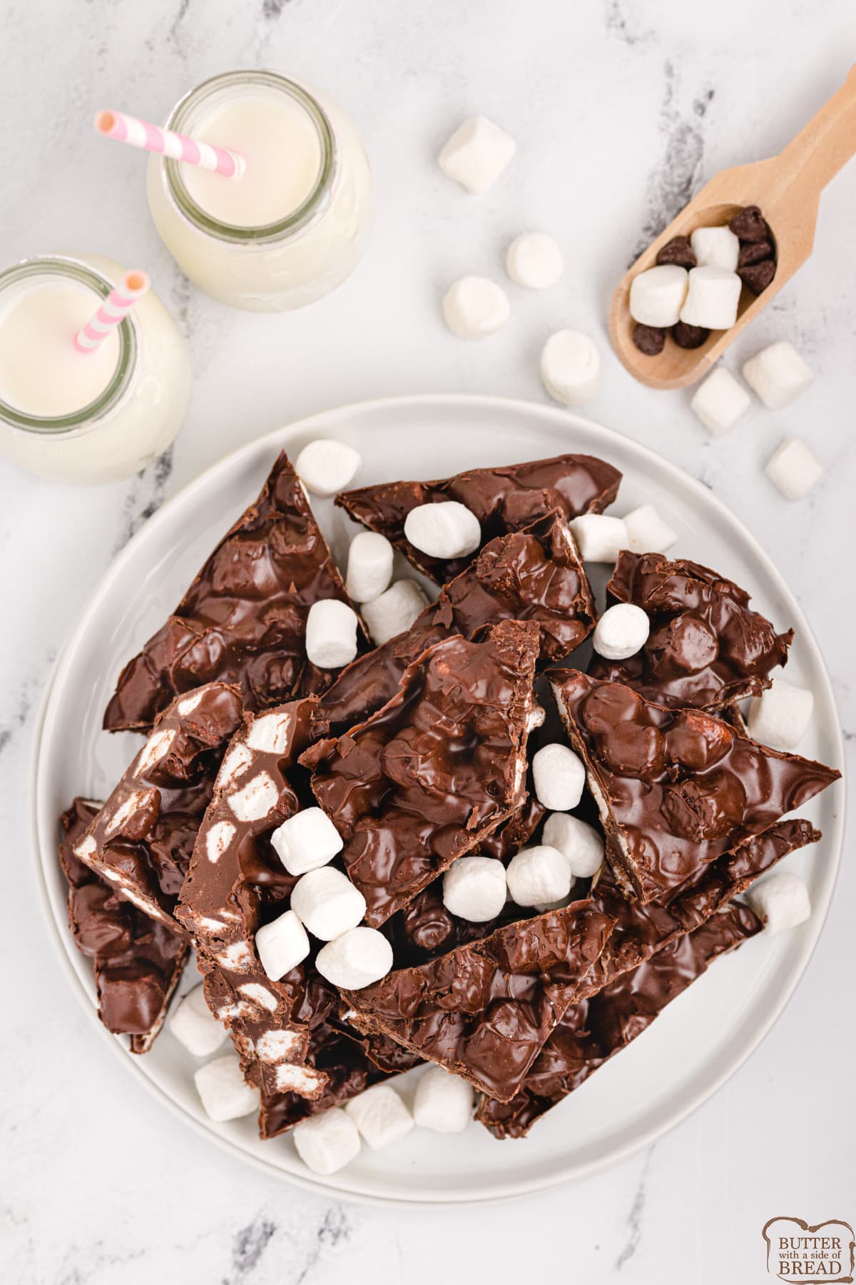Marshmallow Peanut Butter Chocolate Bark is made with only 3 ingredients in just a few minutes. Simple chocolate candy recipe that is easy to make and is perfect for parties and gift giving.