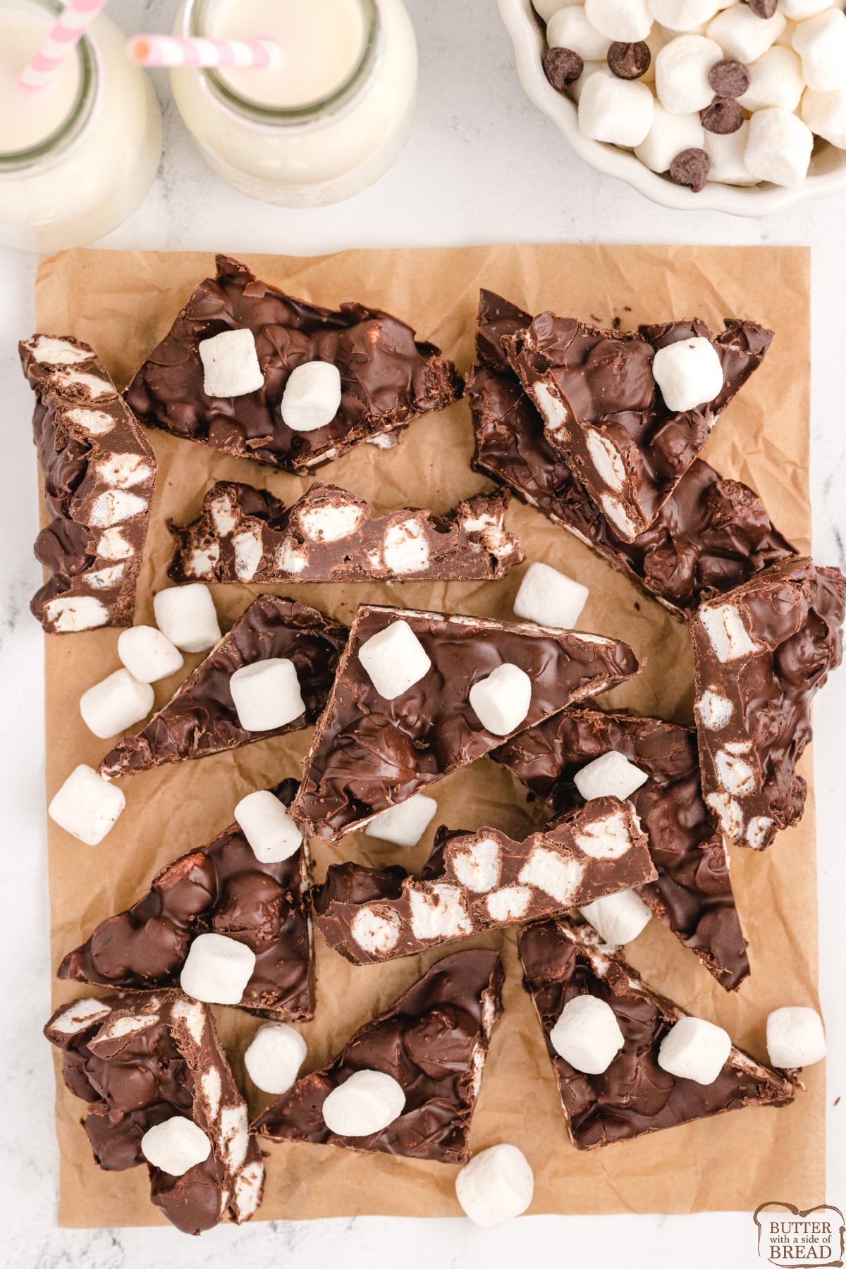 Chocolate bark recipe with marshmallows and peanut butter