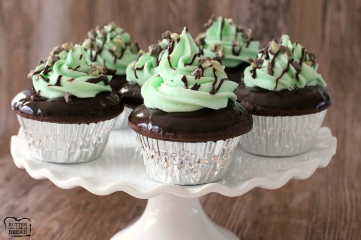 Mint Chocolate Cupcakes made easy with boxed cake mix hacks! Dipped in chocolate glazed & topped with smooth mint buttercream, it's a fabulous cupcake recipe.