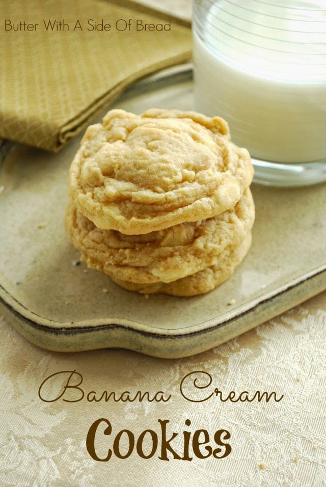 Banana Cream Cookies are soft, chewy cookies with fantastic banana flavor that comes from banana pudding & a ripe banana!