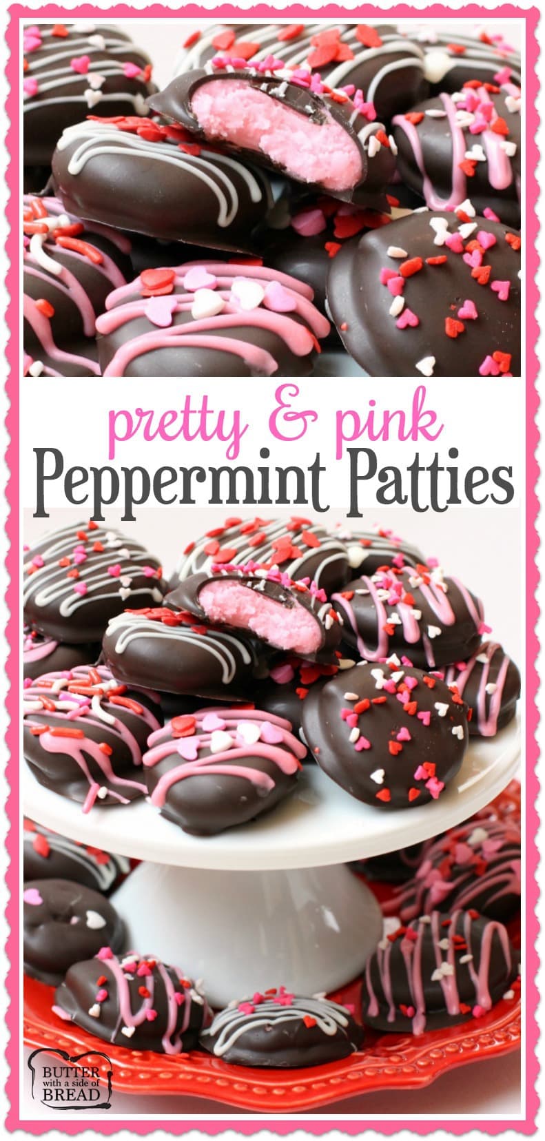 Homemade Pink Valentines Peppermint Patties - a simple, easy to make treat perfect for your Valentine! Butter With A Side of Bread