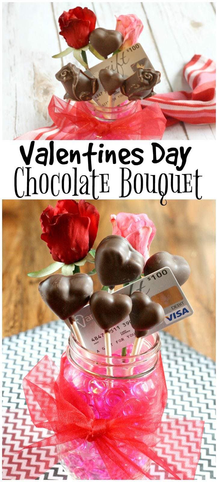 This Valentines Day Chocolate Bouquet is the perfect combination of chocolate, flowers and a gift card that your sweetheart is guaranteed to adore!