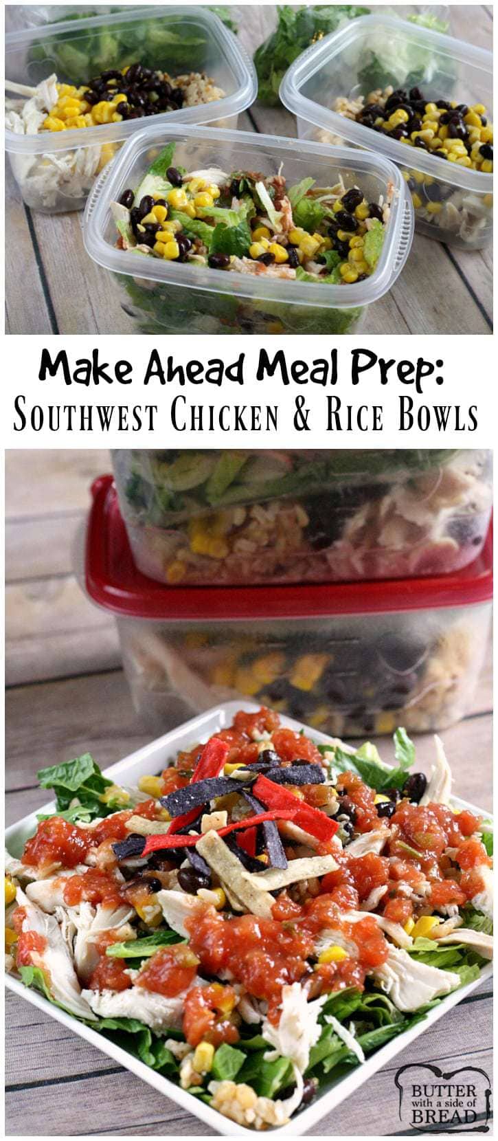 Make Ahead Meal Prep: Southwest Chicken and Rice Bowls - Butter With a Side of Bread