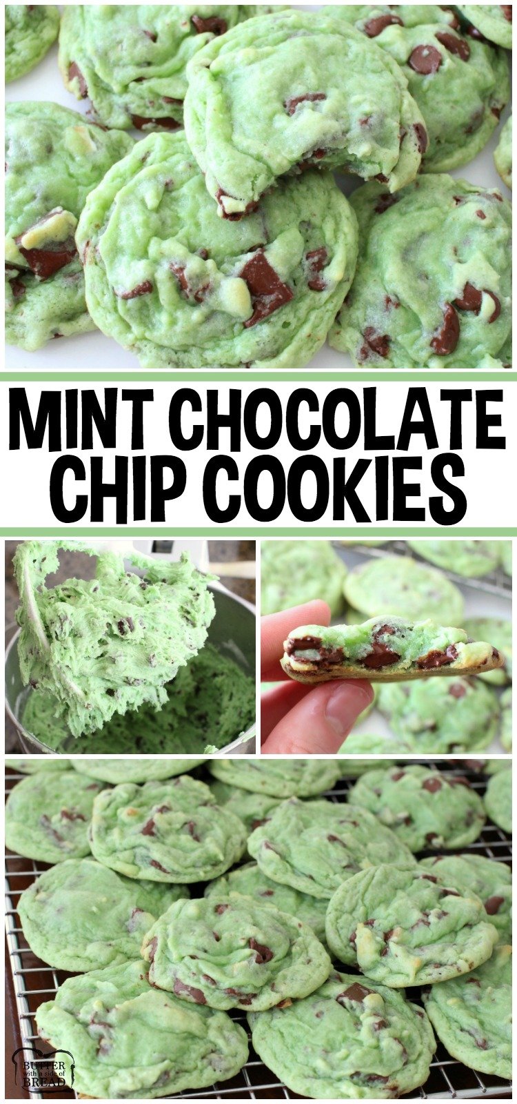Easy, soft with a perfect blend of mint & chocolate, these Mint Chocolate Pudding Cookies are amazing! Recipe from Butter With A Side of Bread