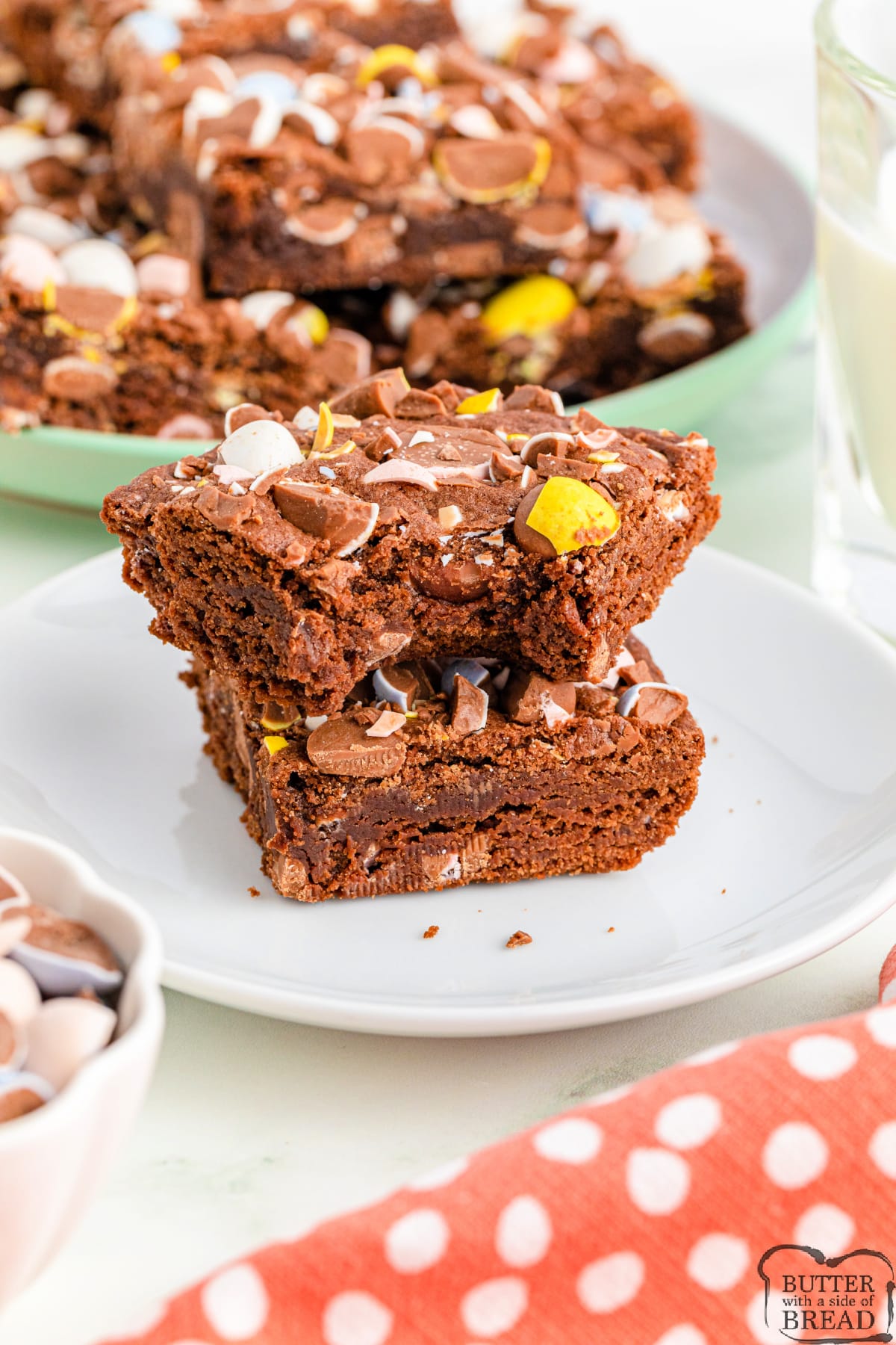 Brownies made with easter candy. 