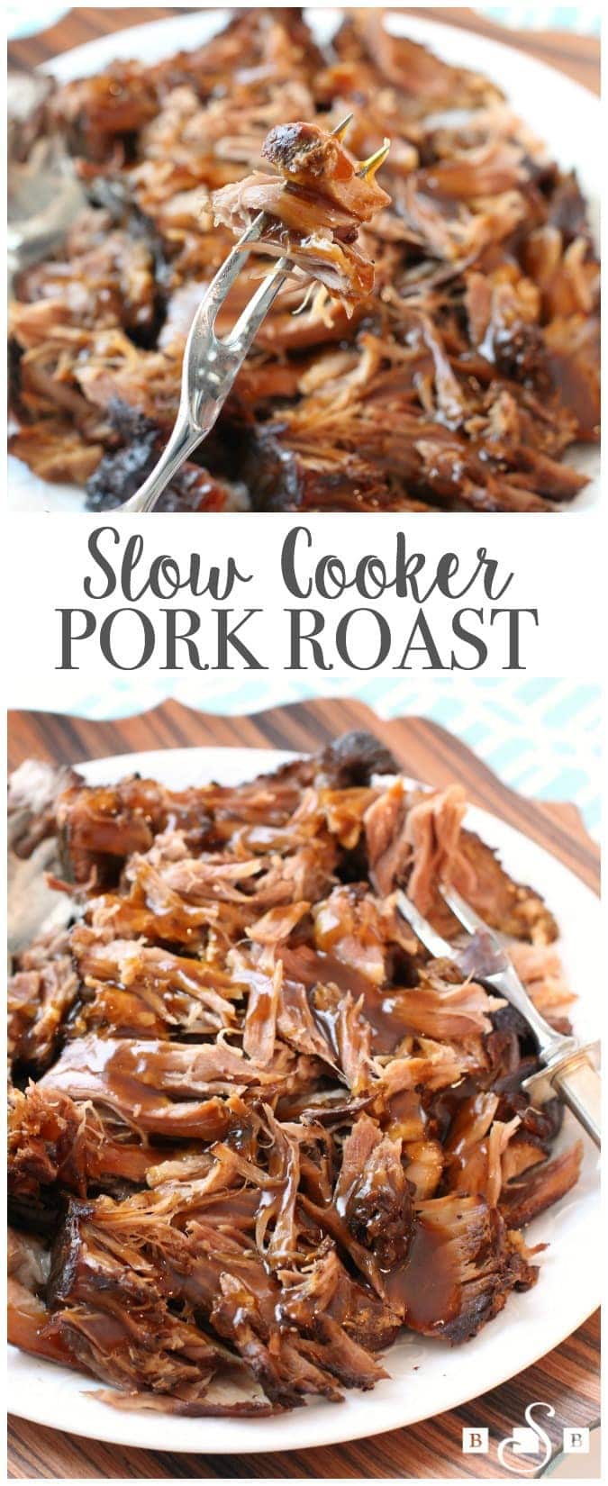 Slow Cooker Pork Roast made with simple ingredients, ready to cook in minutes! Fall-apart tender pork with a flavorful gravy on top make this crock pot pork recipe amazing. Now with Instant Pot instructions!