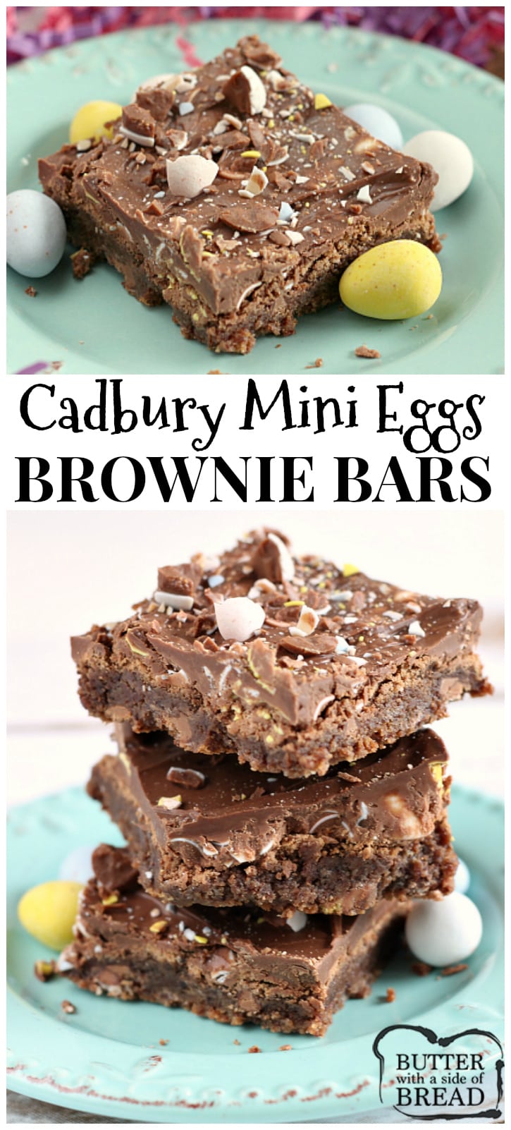 Cadbury Mini Eggs are a favorite candy for many, and using them in both the batter and the frosting for these chocolate brownie bites creates the perfect dessert!